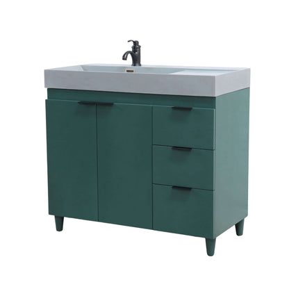 39 in. Single Sink Vanity in Hunter Green with Dark Gray Composite Granite Top - G3918-HG-SG