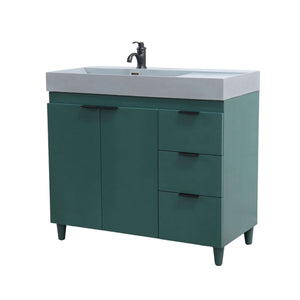 39 in. Single Sink Vanity in Hunter Green with Dark Gray Composite Granite Top - G3918-HG-SG