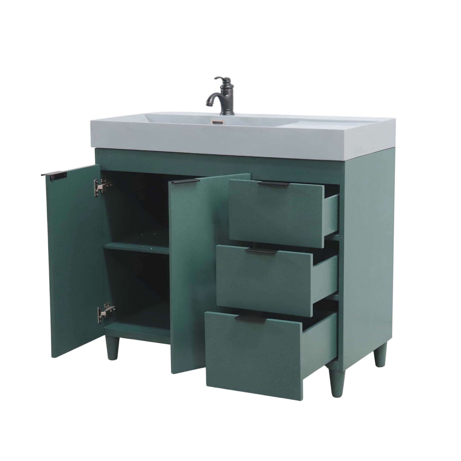 39 in. Single Sink Vanity in Hunter Green with Dark Gray Composite Granite Top - G3918-HG-SG