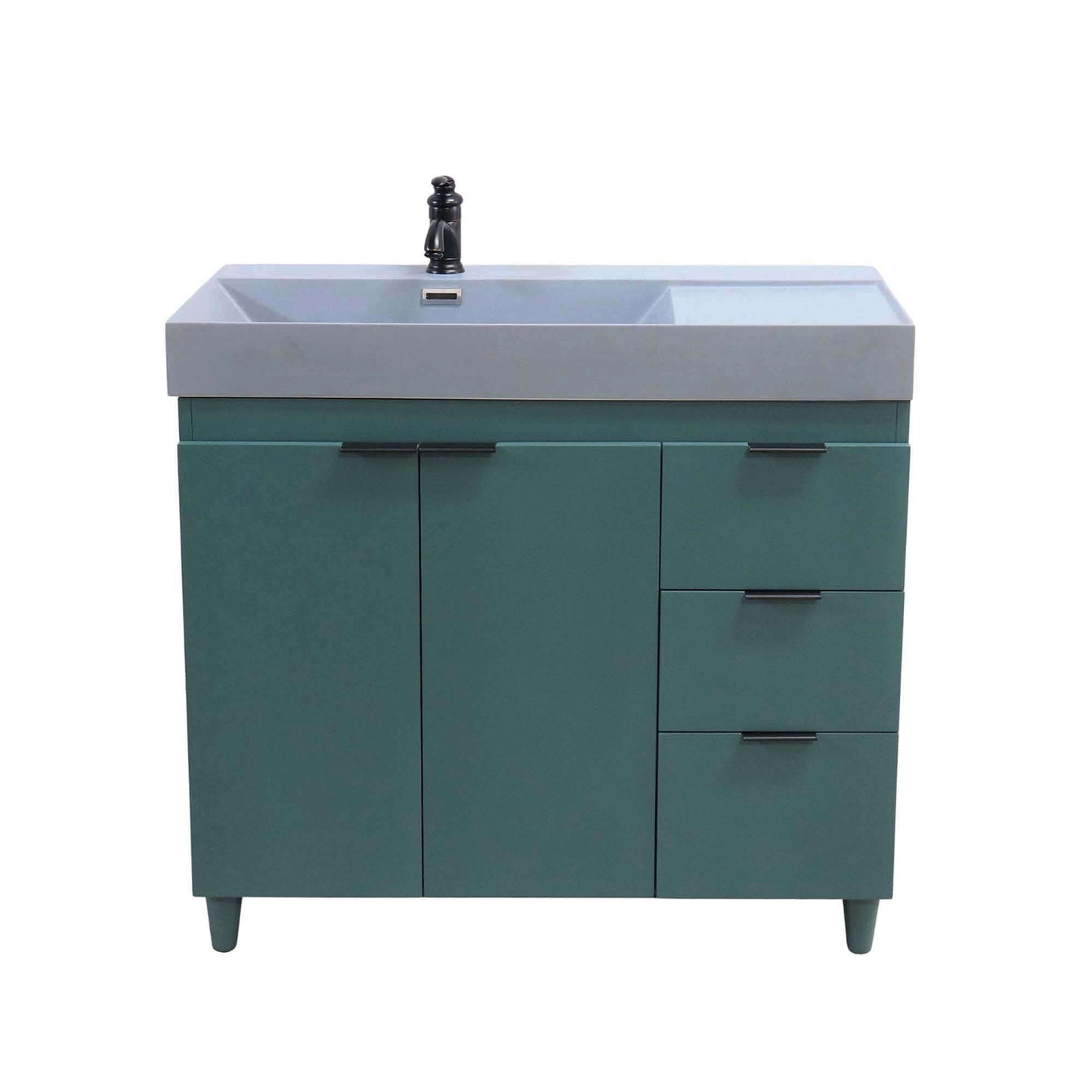 39 in. Single Sink Vanity in Hunter Green with Dark Gray Composite Granite Top - G3918-HG-SG