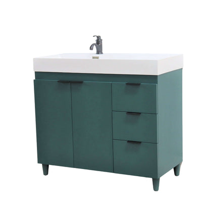 39 in. Single Sink Vanity in Hunter Green with White Composite Granite Top - G3918-HG-SW