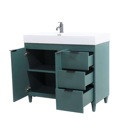 39 in. Single Sink Vanity in Hunter Green with White Composite Granite Top - G3918-HG-SW