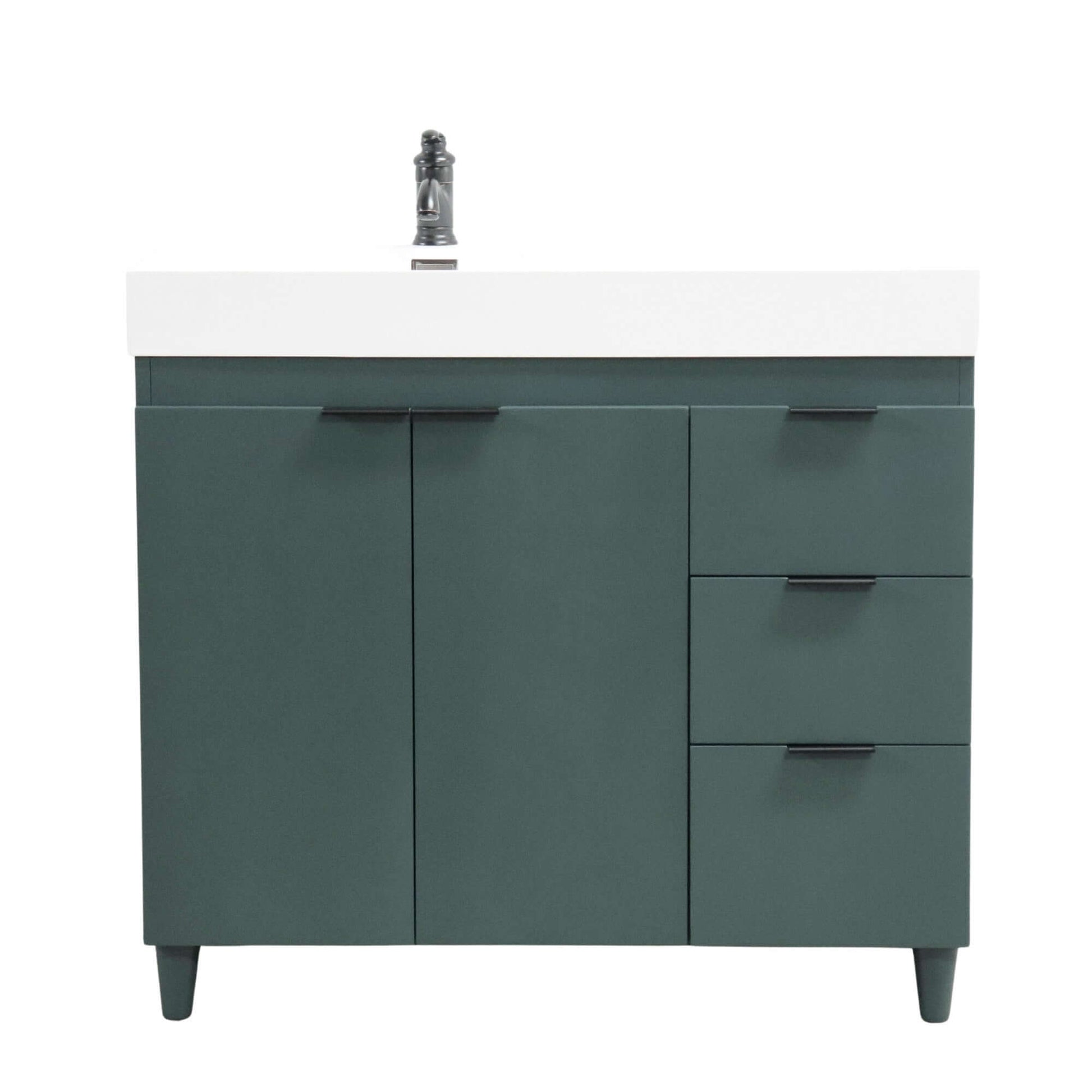 39 in. Single Sink Vanity in Hunter Green with White Composite Granite Top - G3918-HG-SW