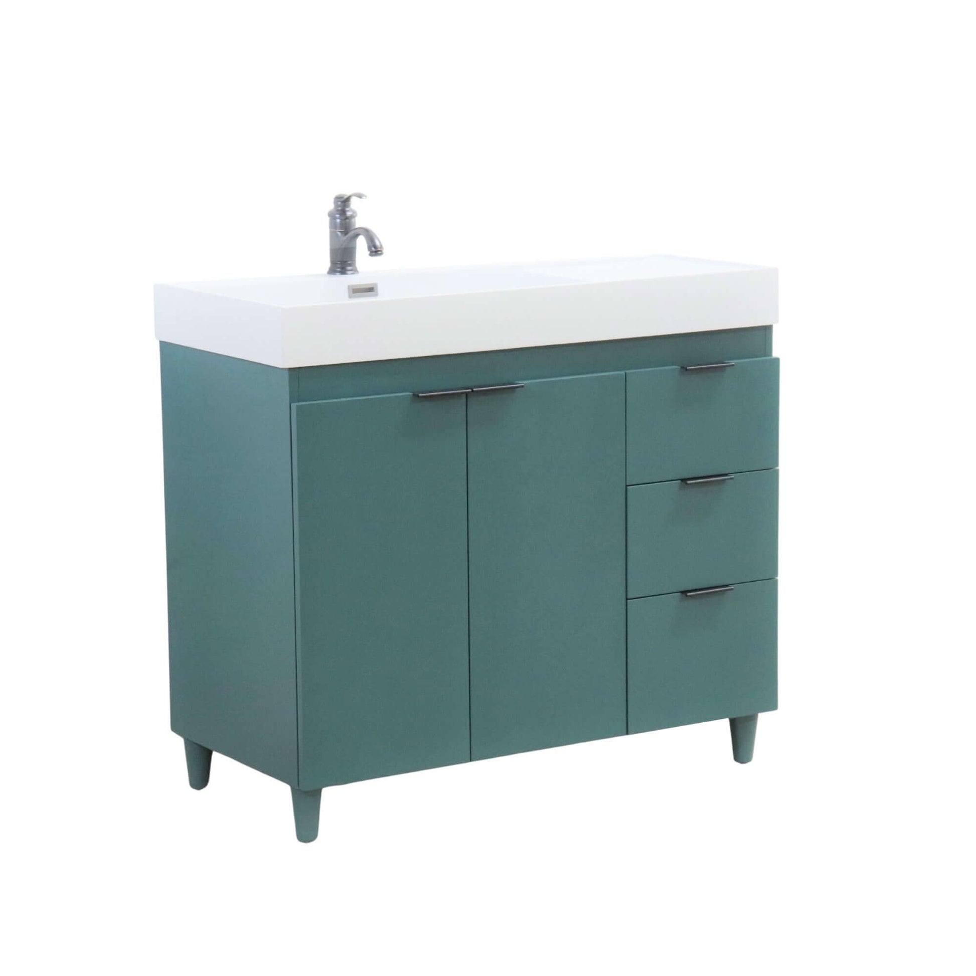 39 in. Single Sink Vanity in Hunter Green with White Composite Granite Top - G3918-HG-SW