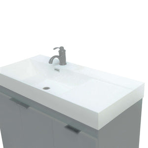 39 in. Single Sink Vanity in Hunter Green with White Composite Granite Top - G3918-HG-SW