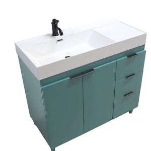 39 in. Single Sink Vanity in Hunter Green with White Composite Granite Top - G3918-HG-SW