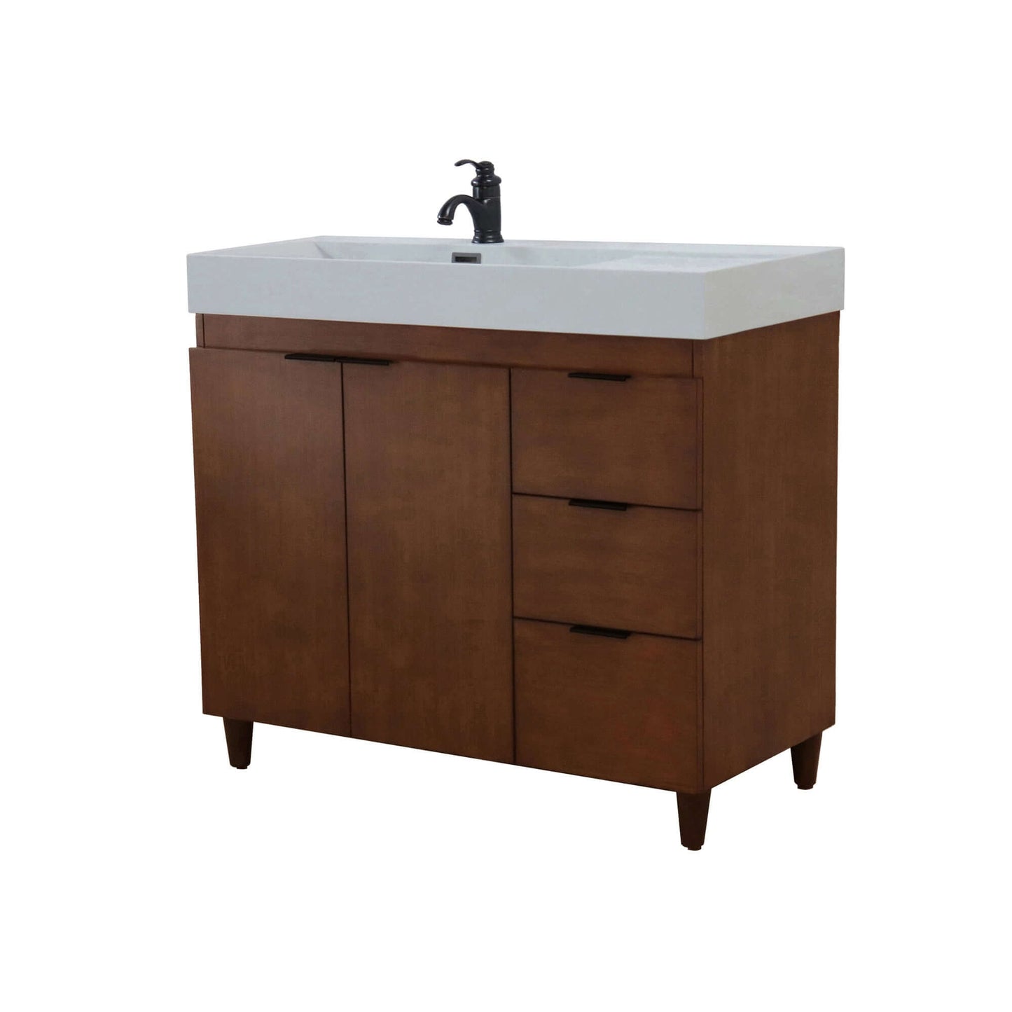 39 in. Single Sink Vanity in Walnut with Light Gray Composite Granite Top - G3918-WA-FG