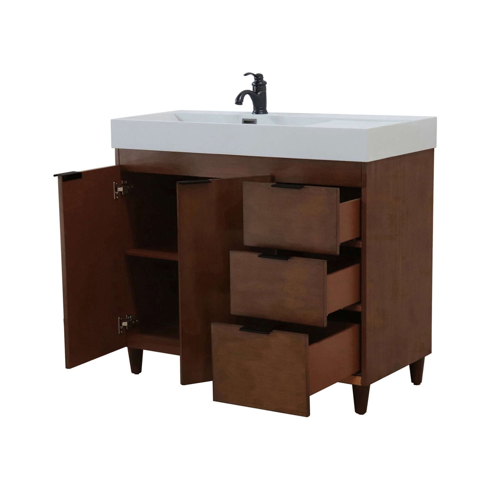 39 in. Single Sink Vanity in Walnut with Light Gray Composite Granite Top - G3918-WA-FG