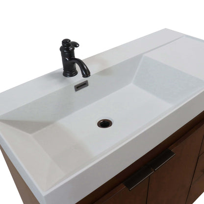 39 in. Single Sink Vanity in Walnut with Light Gray Composite Granite Top - G3918-WA-FG