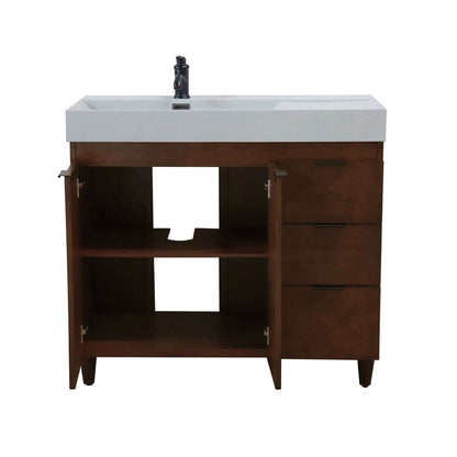 39 in. Single Sink Vanity in Walnut with Light Gray Composite Granite Top - G3918-WA-FG