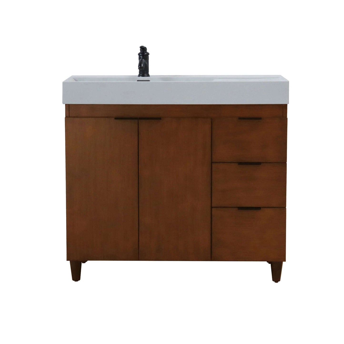 39 in. Single Sink Vanity in Walnut with Light Gray Composite Granite Top - G3918-WA-FG