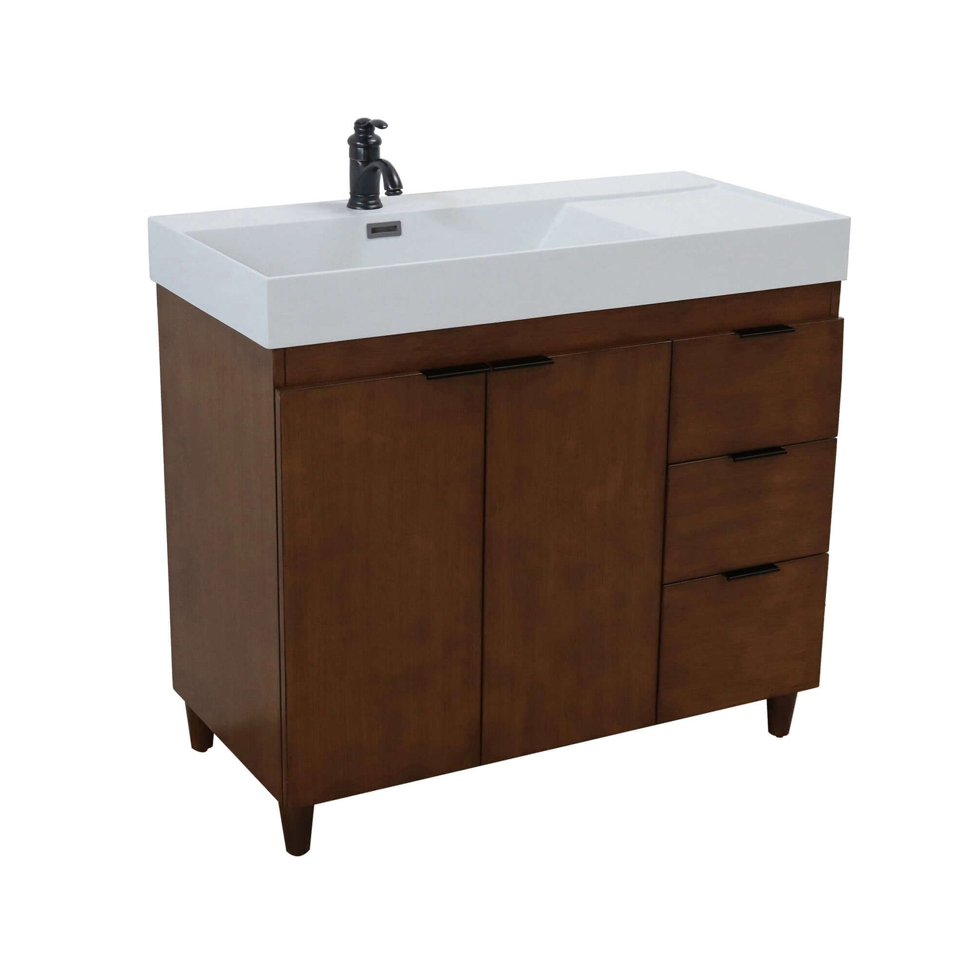 39 in. Single Sink Vanity in Walnut with Light Gray Composite Granite Top - G3918-WA-FG