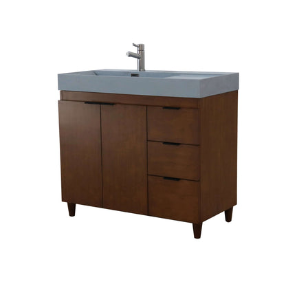 39 in. Single Sink Vanity in Walnut with Dark Gray Composite Granite Top - G3918-WA-SG