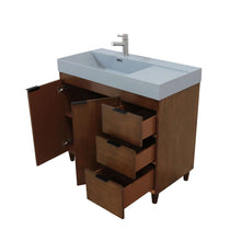 Load image into Gallery viewer, 39 in. Single Sink Vanity in Walnut with Dark Gray Composite Granite Top - G3918-WA-SG