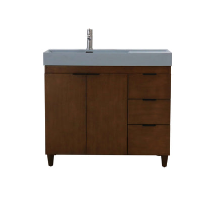 39 in. Single Sink Vanity in Walnut with Dark Gray Composite Granite Top - G3918-WA-SG