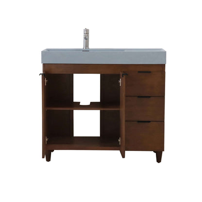 39 in. Single Sink Vanity in Walnut with Dark Gray Composite Granite Top - G3918-WA-SG