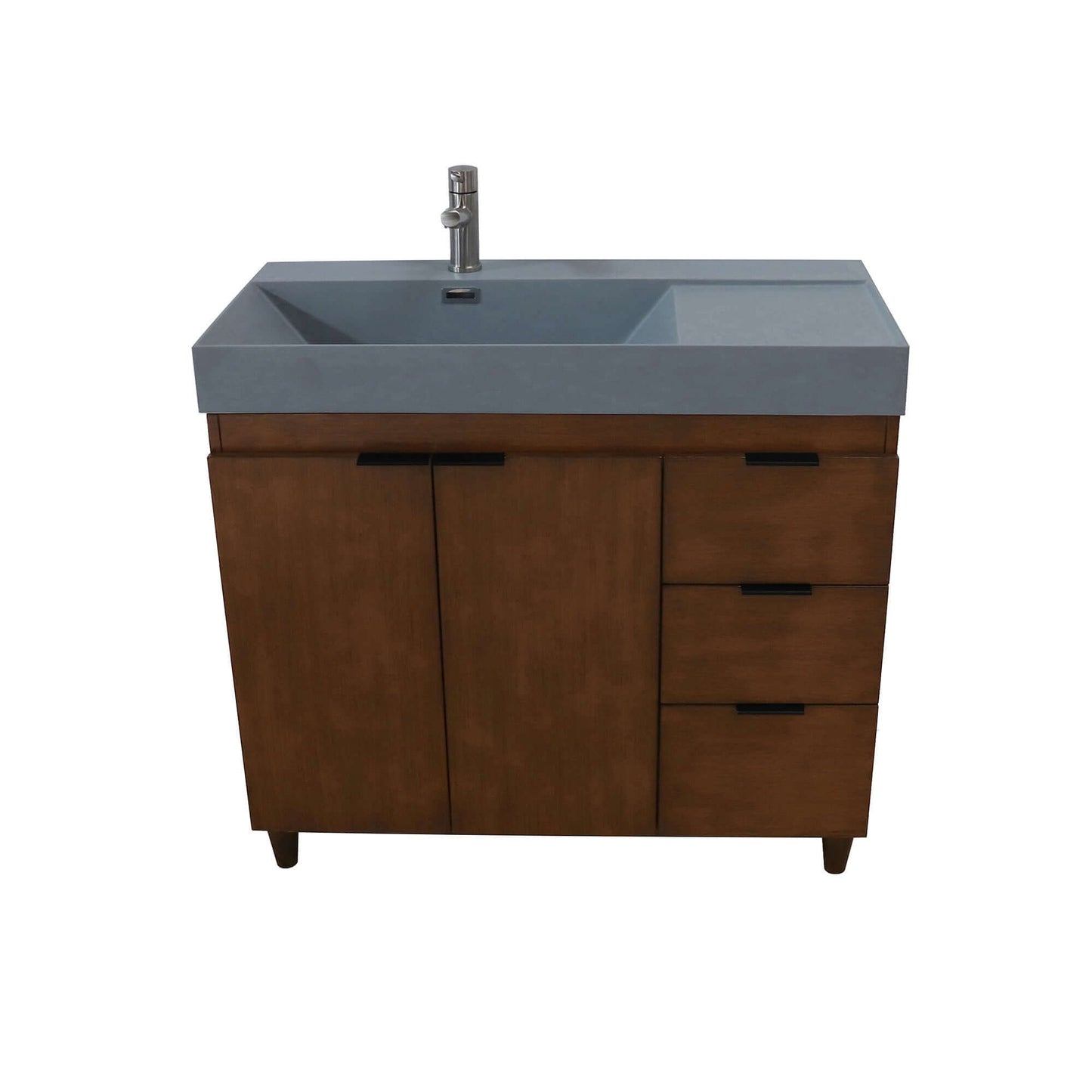 39 in. Single Sink Vanity in Walnut with Dark Gray Composite Granite Top - G3918-WA-SG