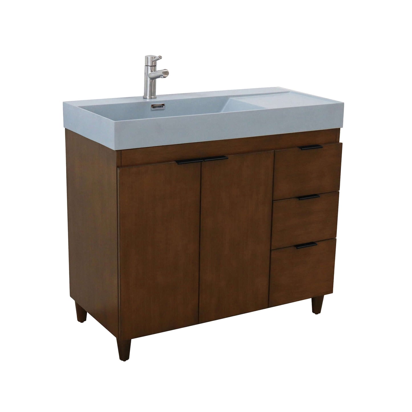 39 in. Single Sink Vanity in Walnut with Dark Gray Composite Granite Top - G3918-WA-SG