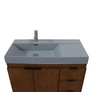 39 in. Single Sink Vanity in Walnut with Dark Gray Composite Granite Top - G3918-WA-SG