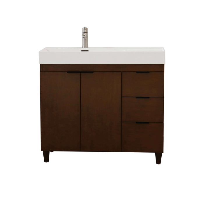 39 in. Single Sink Vanity in Walnut with White Composite Granite Top - G3918-WA-SW