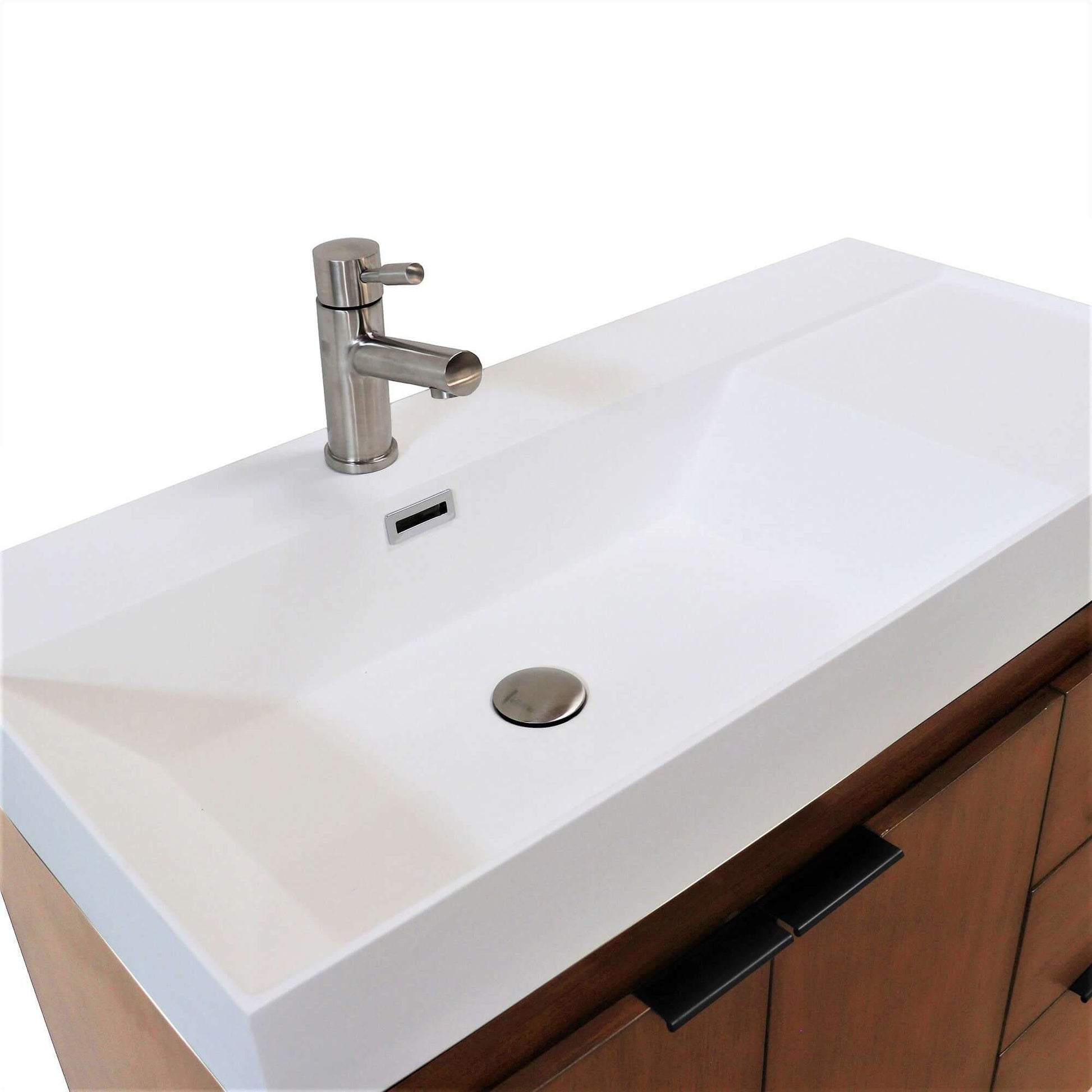 39 in. Single Sink Vanity in Walnut with White Composite Granite Top - G3918-WA-SW