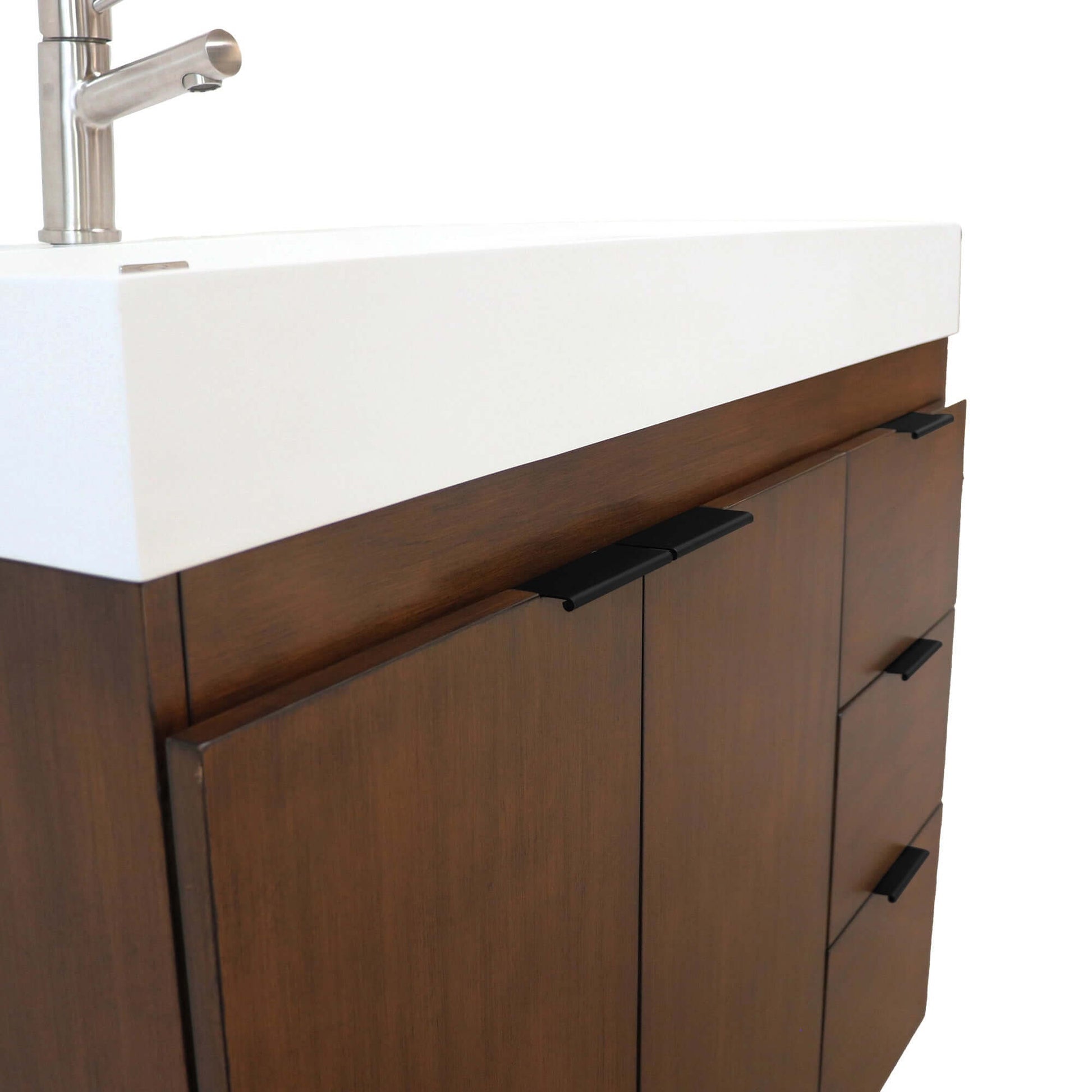 39 in. Single Sink Vanity in Walnut with White Composite Granite Top - G3918-WA-SW