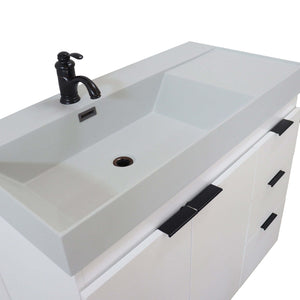 39 in. Single Sink Vanity in White with Light Gray Composite Granite Top - G3918-WH-FG