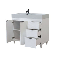 Load image into Gallery viewer, 39 in. Single Sink Vanity in White with Light Gray Composite Granite Top - G3918-WH-FG