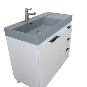 39 in. Single Sink Vanity in White with Dark Gray Composite Granite Top - G3918-WH-SG