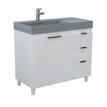 Load image into Gallery viewer, 39 in. Single Sink Vanity in White with Dark Gray Composite Granite Top - G3918-WH-SG