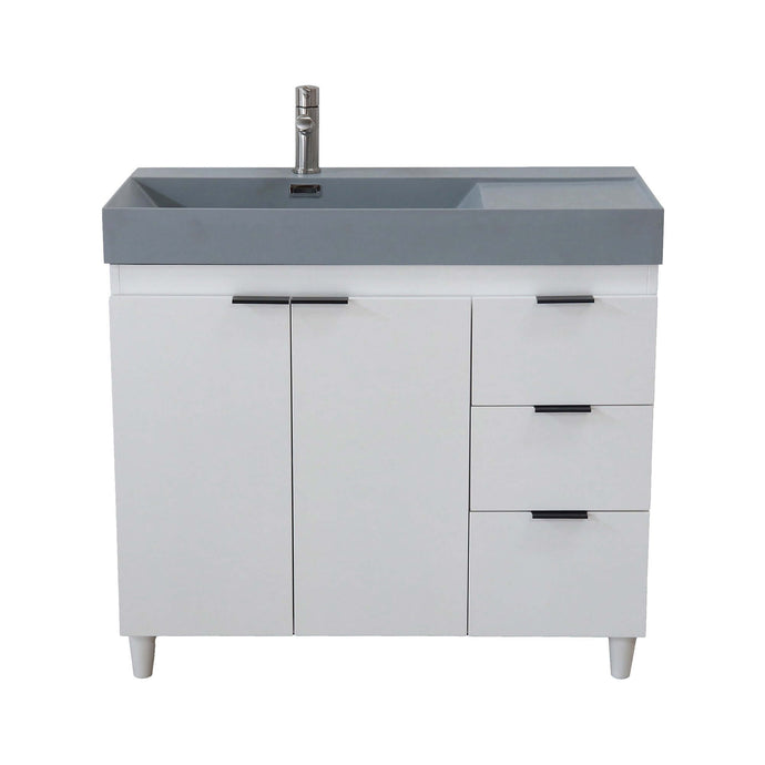 39 in. Single Sink Vanity in White with Dark Gray Composite Granite Top - G3918-WH-SG