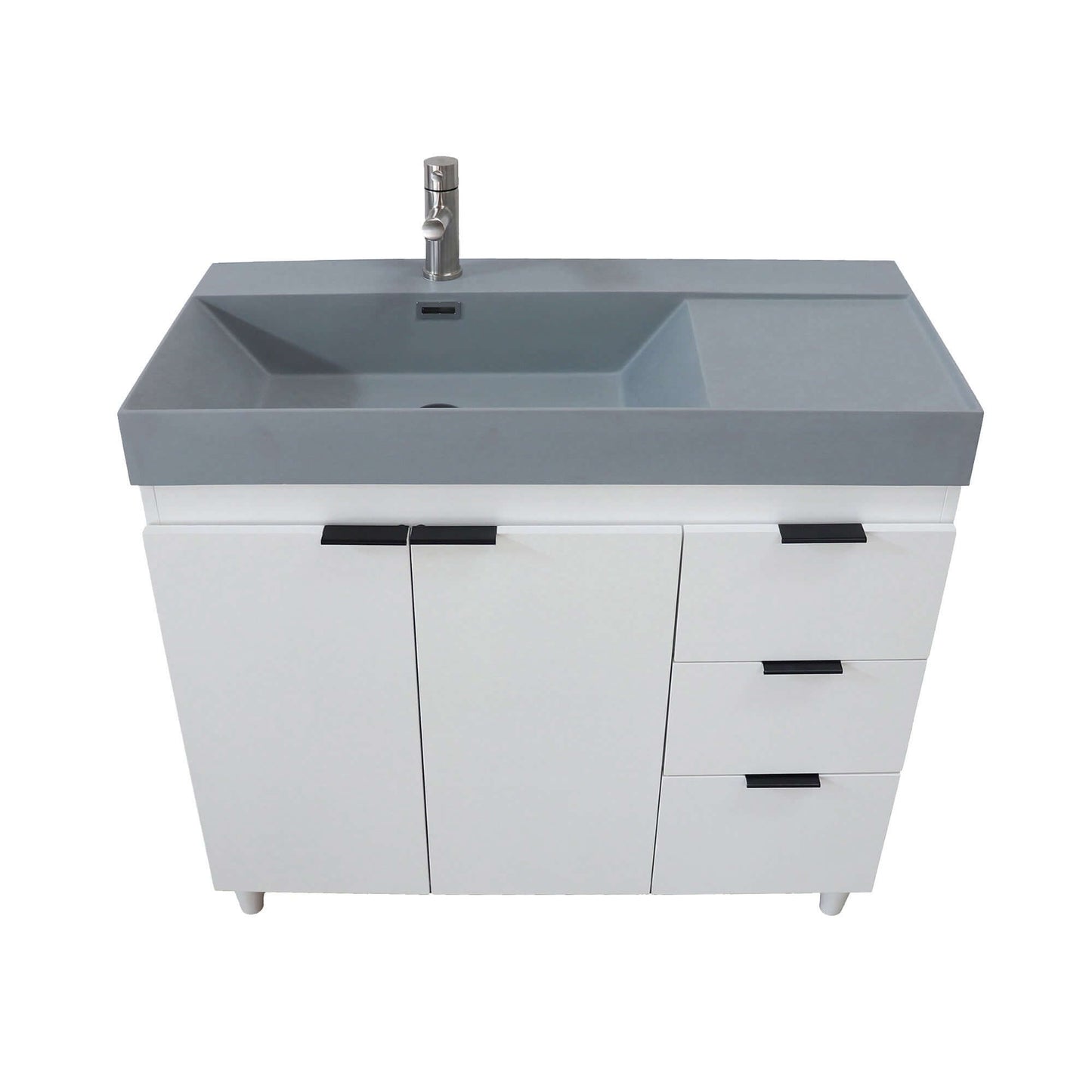 39 in. Single Sink Vanity in White with Dark Gray Composite Granite Top - G3918-WH-SG