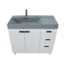 Load image into Gallery viewer, 39 in. Single Sink Vanity in White with Dark Gray Composite Granite Top - G3918-WH-SG