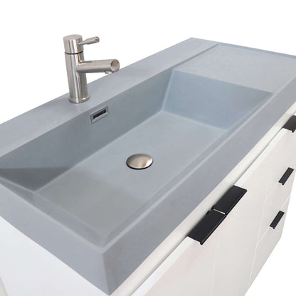 39 in. Single Sink Vanity in White with Dark Gray Composite Granite Top - G3918-WH-SG