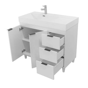 39 in. Single Sink Vanity in White with White Composite Granite Top - G3918-WH-SW