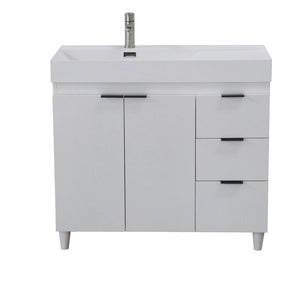 39 in. Single Sink Vanity in White with White Composite Granite Top - G3918-WH-SW