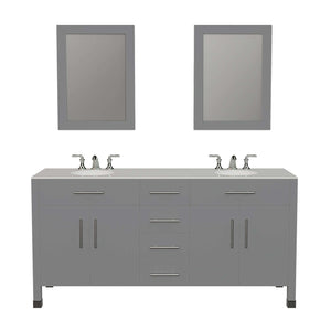 72 inch Gray Wood and Porcelain Double Basin Sink Vanity Set – 8162G