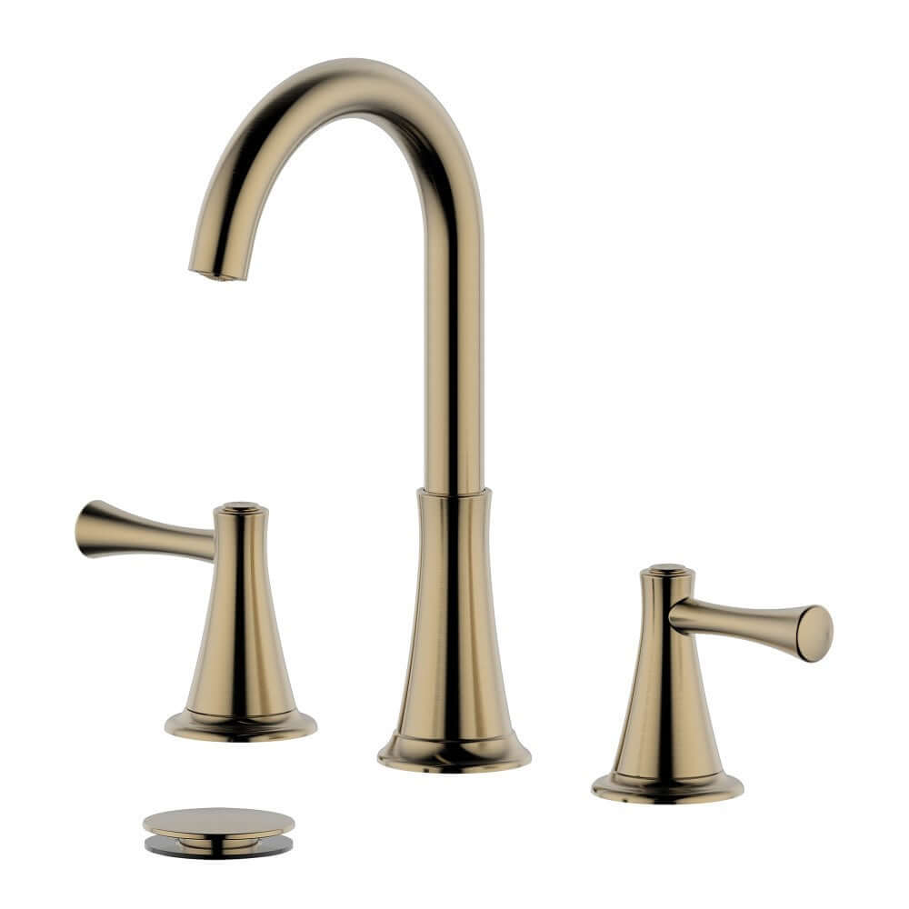 Kassel Double Handle Gold Widespread Bathroom Faucet with Drain Assembly without Overflow - S8225-8-GD-W