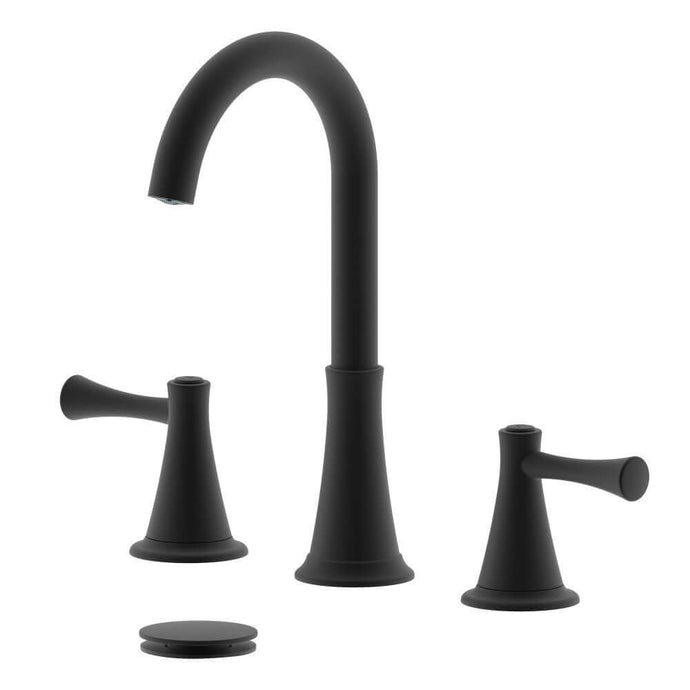 Kassel Double Handle Matte Black Widespread Bathroom Faucet with Drain Assembly without Overflow - S8225-8-MB-W
