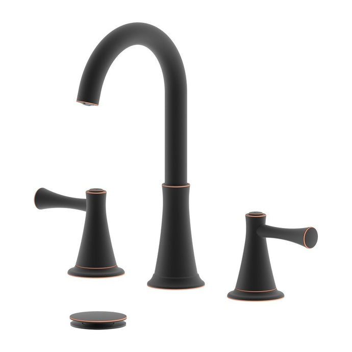 Kassel Double Handle Oil Rubbed Bronze Widespread Bathroom Faucet with Drain Assembly without Overflow - S8225-8-ORB-W
