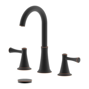 Kassel Double Handle Oil Rubbed Bronze Widespread Bathroom Faucet with Drain Assembly with Overflow - S8225-8-ORB-W