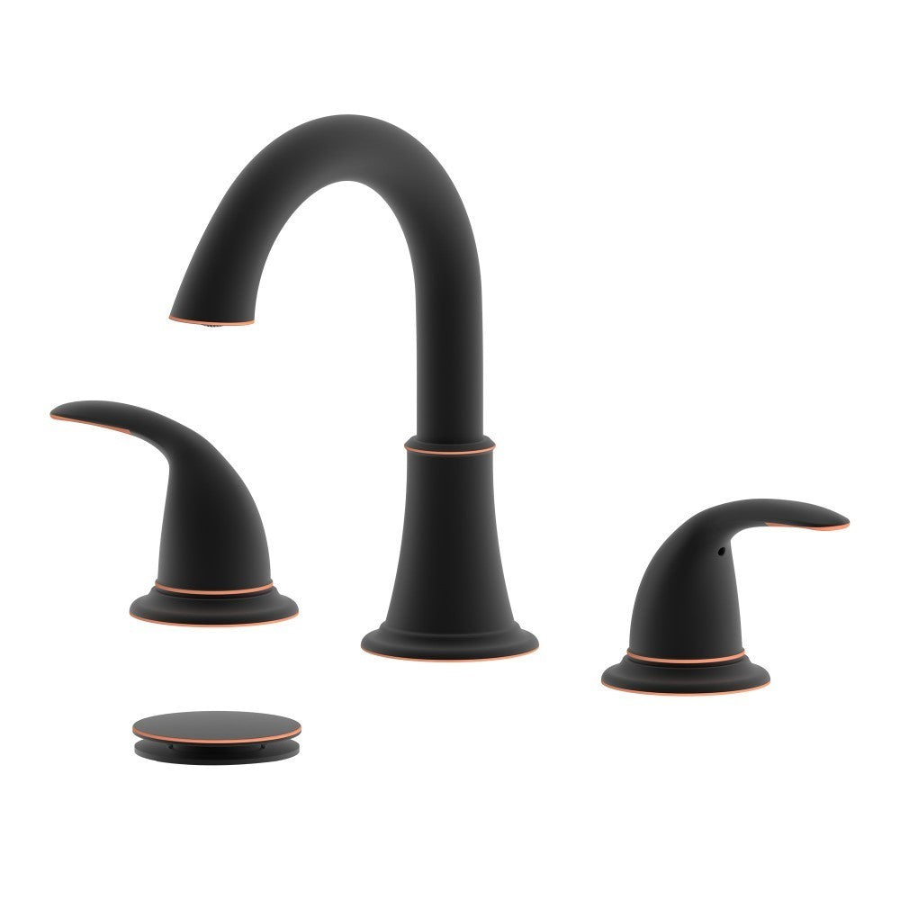 Karmel Double Handle Oil Rubbed Bronze Widespread Bathroom Faucet with Drain Assembly with Overflow - S8227-8-ORB-W