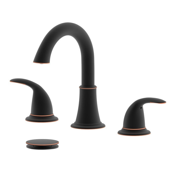 Karmel Double Handle Oil Rubbed Bronze Widespread Bathroom Faucet with Drain Assembly without Overflow - S8227-8-ORB-W
