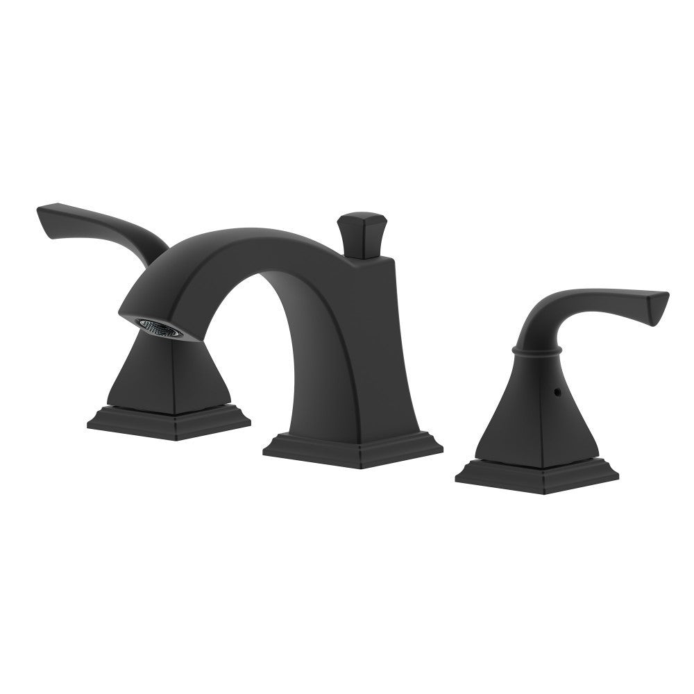 Kaden Double Handle Matte Black Widespread Bathroom Faucet with Drain Assembly with Overflow - S8228-8-MB-W