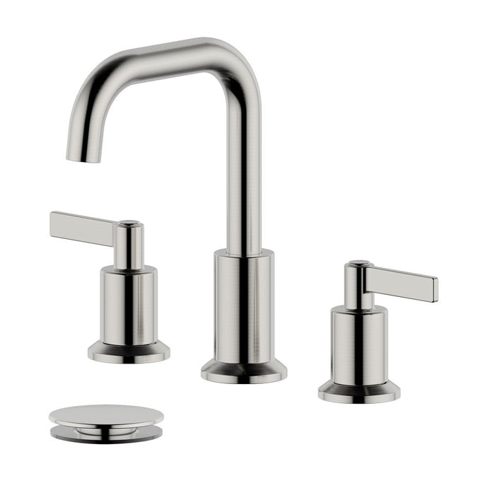 Kadoma Double Handle Brushed Nickel Widespread Bathroom Faucet with Drain Assembly without Overflow - S8288-8-BN-W