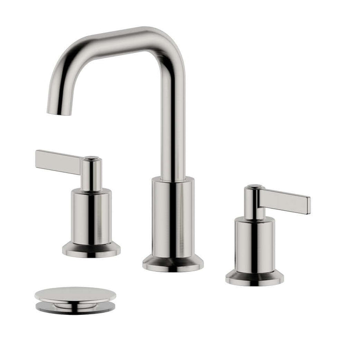 Kadoma Double Handle Brushed Nickel Widespread Bathroom Faucet with Drain Assembly with Overflow - S8288-8-BN-W
