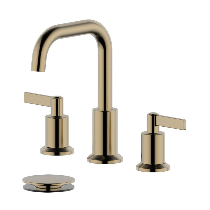 Kadoma Double Handle Gold Widespread Bathroom Faucet with Drain Assembly without Overflow - S8288-8-GD-W