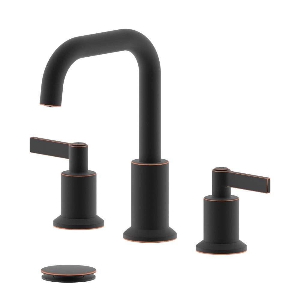 Kadoma Double Handle Oil Rubbed Bronze Widespread Bathroom Faucet with Drain Assembly with Overflow - S8288-8-ORB-W
