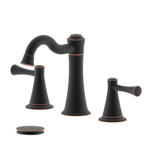 Konya Double Handle Oil Rubbed Bronze Widespread Bathroom Faucet with Drain Assembly with Overflow - S8518-8-ORB-W
