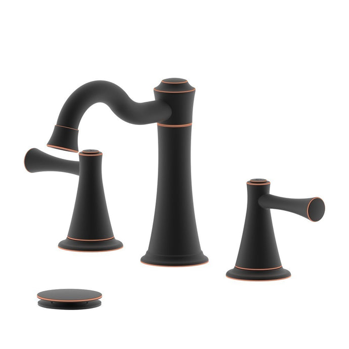 Konya Double Handle Oil Rubbed Bronze Widespread Bathroom Faucet with Drain Assembly without Overflow - S8518-8-ORB-W